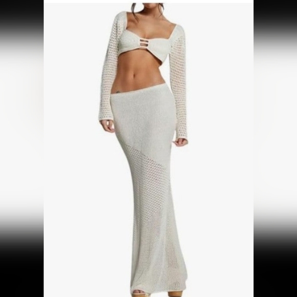 Y2K Twist Front Top & Maxi Skirt Two Piece Set